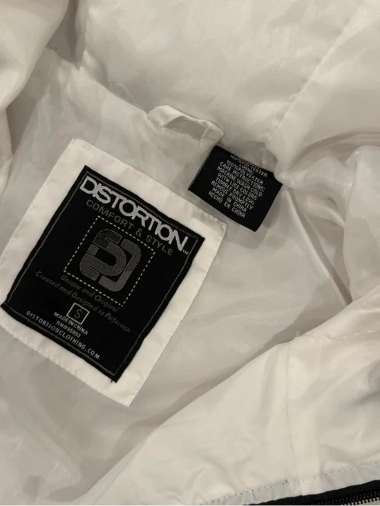 White and Black Hooded Windbreaker Pullover - Picture 4 of 4